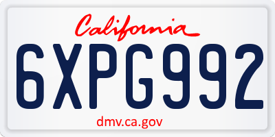 CA license plate 6XPG992