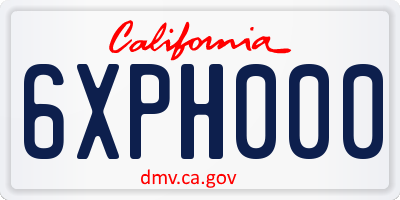 CA license plate 6XPH000