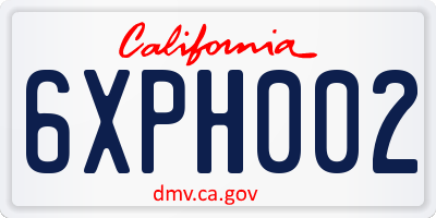 CA license plate 6XPH002