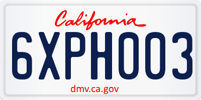 CA license plate 6XPH003