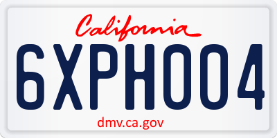 CA license plate 6XPH004
