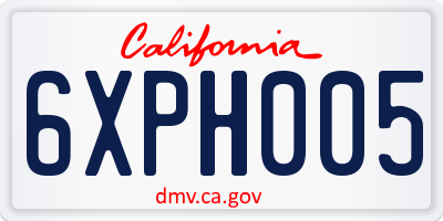 CA license plate 6XPH005