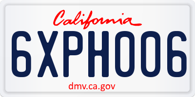 CA license plate 6XPH006
