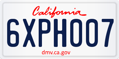 CA license plate 6XPH007