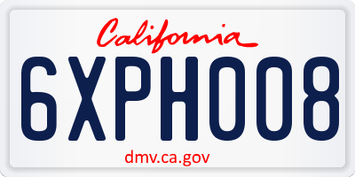 CA license plate 6XPH008