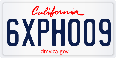 CA license plate 6XPH009