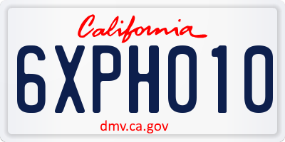 CA license plate 6XPH010