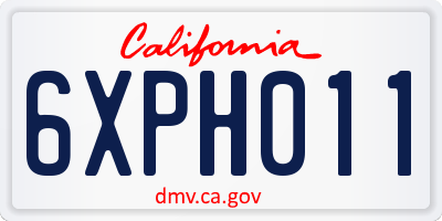 CA license plate 6XPH011