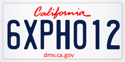 CA license plate 6XPH012