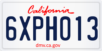 CA license plate 6XPH013