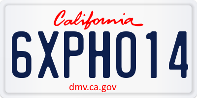 CA license plate 6XPH014