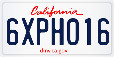 CA license plate 6XPH016