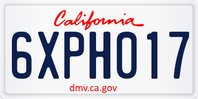 CA license plate 6XPH017