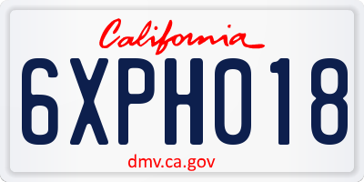 CA license plate 6XPH018