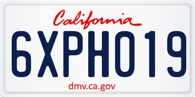 CA license plate 6XPH019