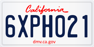 CA license plate 6XPH021