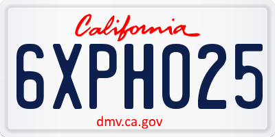 CA license plate 6XPH025