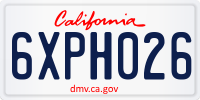CA license plate 6XPH026