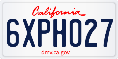 CA license plate 6XPH027