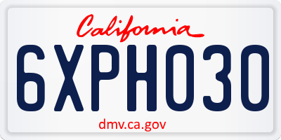 CA license plate 6XPH030