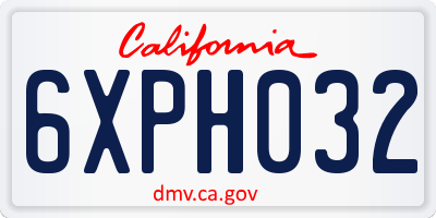 CA license plate 6XPH032