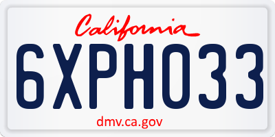 CA license plate 6XPH033