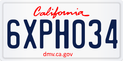CA license plate 6XPH034