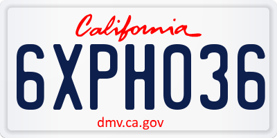 CA license plate 6XPH036