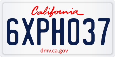 CA license plate 6XPH037