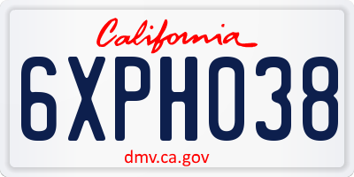 CA license plate 6XPH038