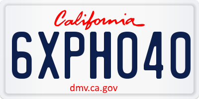 CA license plate 6XPH040