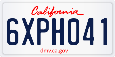 CA license plate 6XPH041