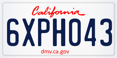 CA license plate 6XPH043