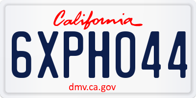CA license plate 6XPH044