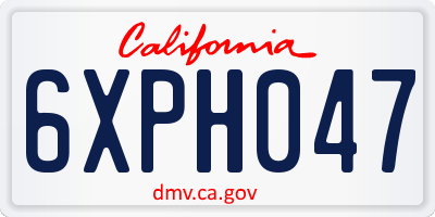 CA license plate 6XPH047