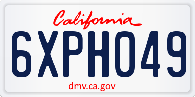 CA license plate 6XPH049