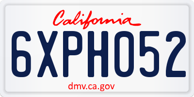 CA license plate 6XPH052