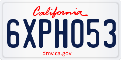 CA license plate 6XPH053