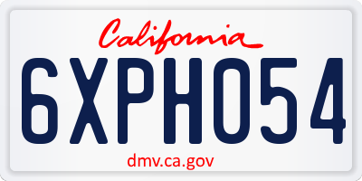 CA license plate 6XPH054