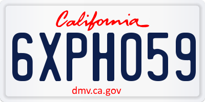 CA license plate 6XPH059