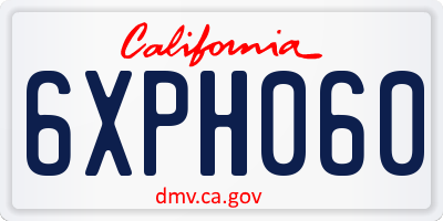 CA license plate 6XPH060