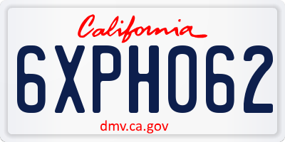 CA license plate 6XPH062