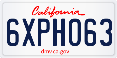 CA license plate 6XPH063