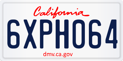 CA license plate 6XPH064