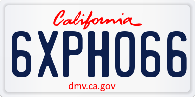 CA license plate 6XPH066