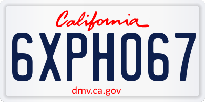CA license plate 6XPH067