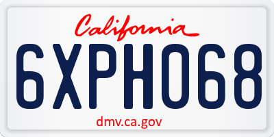CA license plate 6XPH068