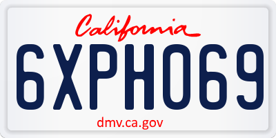 CA license plate 6XPH069