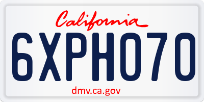 CA license plate 6XPH070