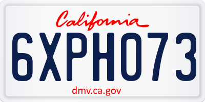 CA license plate 6XPH073